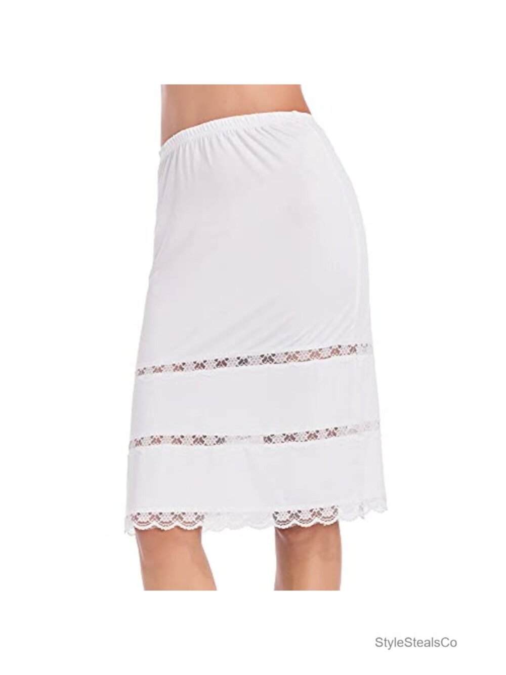 Half Slip Underskirt Dress Extender Snip to Fit Lace Trim Below Knee Petticoat